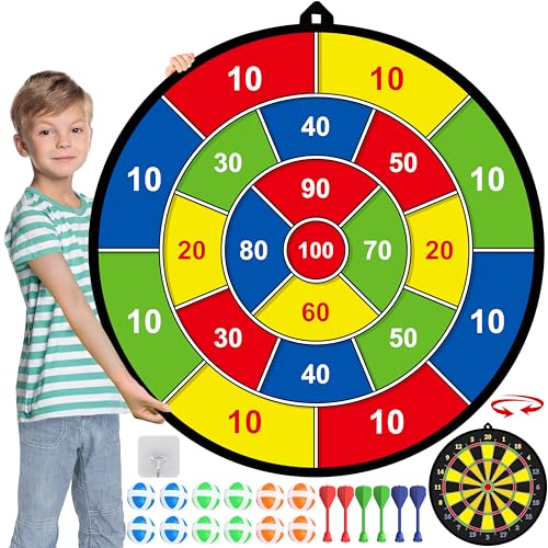 29' Large Dart Board for Kids, Kids Double-Sided Dart Board with Sticky Balls and Darts, Indoor/Outdoor Sport Fun Party Play Game Toys, Gifts for 3 4 5 6 7 8 9 10 11 12 Year Old Boys Girls