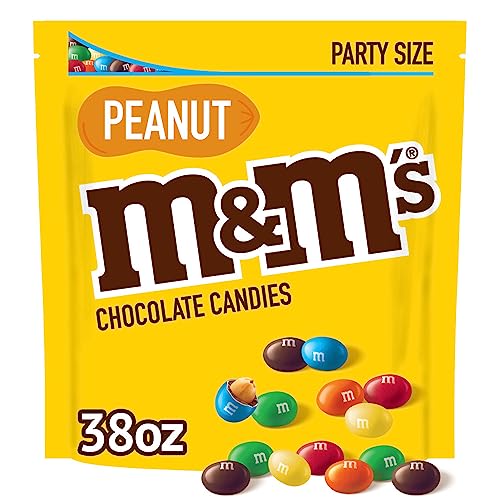 M&M'S Peanut Milk Chocolate Candy, Super Bowl Chocolates Party Size, 38 oz Bag