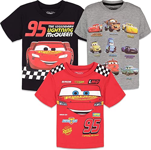 Disney Pixar Cars Lightning McQueen Tow Mater Toddler Boys 3 Pack Graphic T-Shirts Multicolor 4T