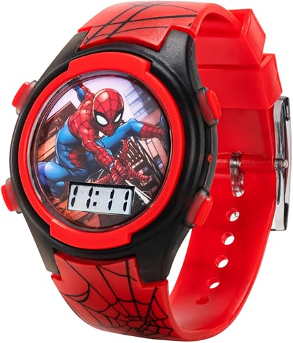 Accutime Marvel Spider-Man Digital Watch for Kids – Durable Plastic Timepiece, LCD Display, Quartz Accuracy, Iconic Spiderman Imagery