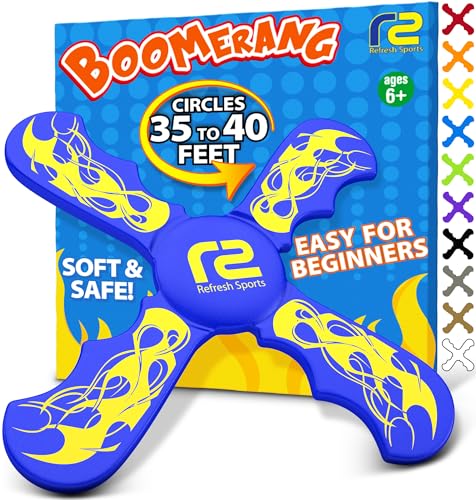 Boomerang Kids Outdoor Frisbee - Soft Toy Boomerangs Gifts for Boys 8-12 & Girls 8-12 - Best Easter Basket Stuffers Gift Ideas for Kids - Outside Boys Toys Age 6 7 8 9 & Up Backyard Games Flying Disc