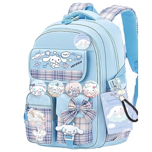 Vivixilan Kawaii Backpack with 18Pcs Accessories Anime Cartoon Anti-Theft Travel Aesthetic New Semester Gifts Bag with Cute Pins