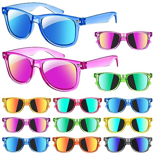 GIFTINBOX 16 Pack Kids Sunglasses Bulk, Kids Sunglasses Party Favor, Neon Translucent Sunglasses with UV400 Protection, Boys Girls Age 3-8, Beach Pool Birthday Party Supplies, Great Gift for Kids