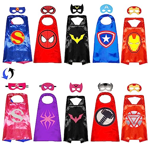 NFTX Toys for 3-10 Year Boys Girls, Double Side Superhero Capes with Mask for Kids Christmas Costume Birthday Gifts