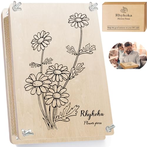 Rhykoka Large Flower Press Kit for Adults, 10 Layers 11.8 x 8.3 Inches DIY Wood Flower Leaf Plant Press Kit Flower Pressing Kit, Great Gift for DIY Arts and Crafts Lovers (Light Beige)