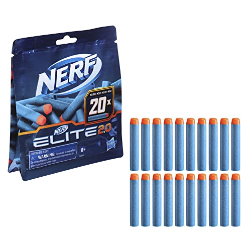 NERF Elite 2.0 20-Dart Refill Pack, Christmas Stocking Stuffers - 20 Official Nerf Elite 2.0 Foam Darts - Compatible with All Nerf Blasters That Use Elite Darts
