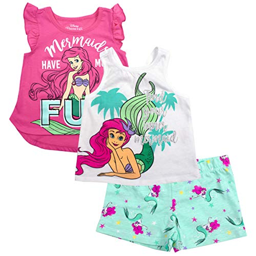Disney Girls 3-Piece Shirts and Short Set: Wide Variety Includes Minnie, Frozen, and Princess