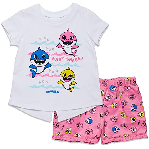 Pinkfong Baby Shark Toddler Girls Graphic T-Shirt and Shorts Outfit Set Pink/White 2T