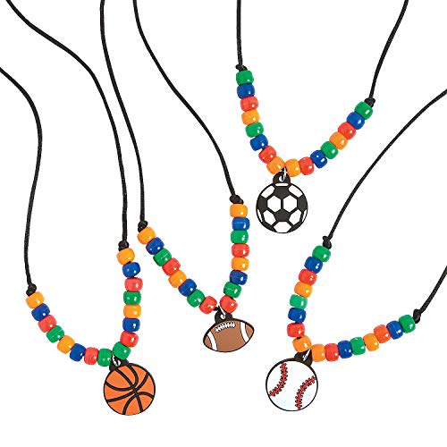 Fun Express Sports Necklace Craft Kit - VBS Vacation Bible School Supplies/Decor - Crafts for Kids and Fun Home Activities - Makes 12