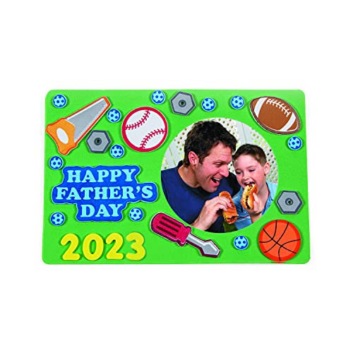 Fun Express 2023 Fathers Day Picture Frame Craft Kit (Makes 12), Father's Day Gifst from Kids