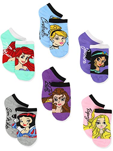 Disney Princess Girls 6 pack Socks (Shoe: 10-4 (Sock: 6-8), Princess Names No Show)