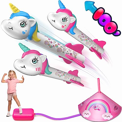 Huge Wave Unicorn Rocket Launcher for Kids, Stomping Launch up Toys, Birthday Gifts for Girls Ages 2 3 4 5 6 7 8 Years Old,Outdoor Toys