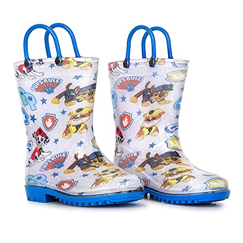 Nickelodeon Paw Patrol boys Character Printed Waterproof Easy-On Handles PVC Rain Boots (Light Blue, numeric_8)