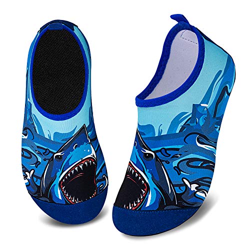 WateLves Kids Water Shoes Girls Boys Toddler Non-Slip Quick Dry Aqua Socks for Beach Swim Walking (Big Shark, 22/23)