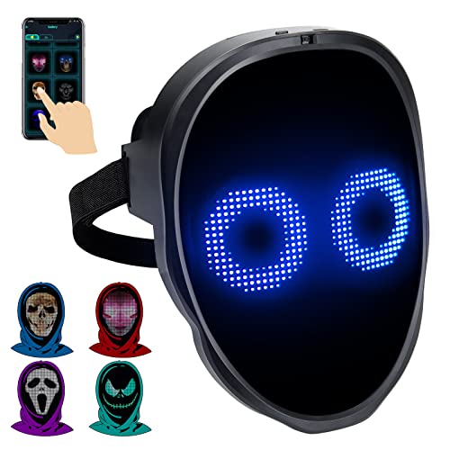 AINSKO LED Mask With Face Transforming-Light Up programmable mask,cool LED light screen mask,Party Costumes Cosplay