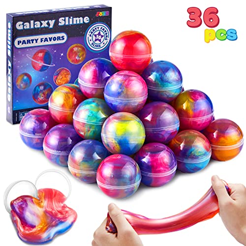 JOYIN Slime Party Favors, 36 Pack Galaxy Slime Ball Party Favors - Stretchy, Non-Sticky, Mess-Free, Stress Relief, and Safe for Girls and Boys - Classroom Reward, Valentine's Day Party Supplies