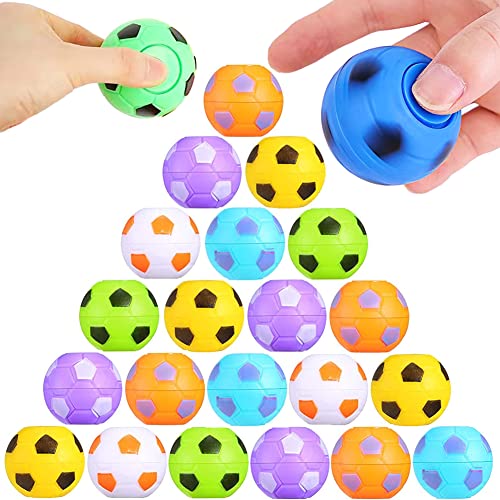 32 PCS Mini Fidget Spinners Soccer Ball Toys for Kids, Soccer Party Favors Goodie Bag Stuffers, Rotatable Soccer Finger Stress Balls for Classroom Prizes