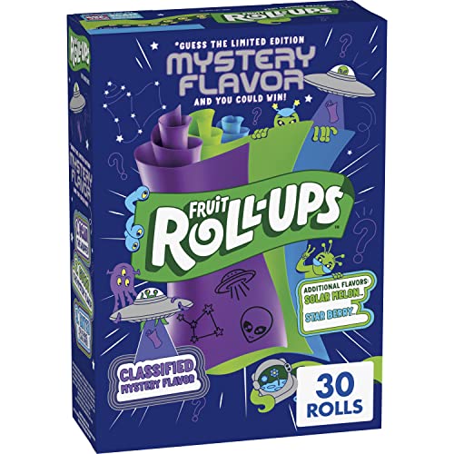 Fruit Roll-Ups Fruit Flavored Snacks, Mystery Flavor, Solar Melon, and Star Berry, 30 ct
