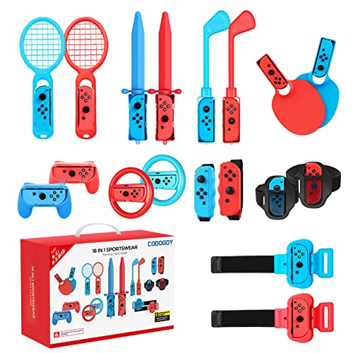 Switch Sports Accessories - CODOGOY 18 in 1 Switch Sports Accessories Bundle for Nintendo Switch Sports, Family Accessories Kit Compatible with Switch/Switch OLED Sports Games