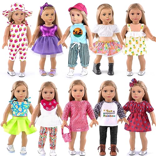 ebuddy 10 Sets 18 Inch Doll Clothes 18 Inch Doll Clothes and Accessories Fit for 18 inch Dolls 18 Inch Girl Doll