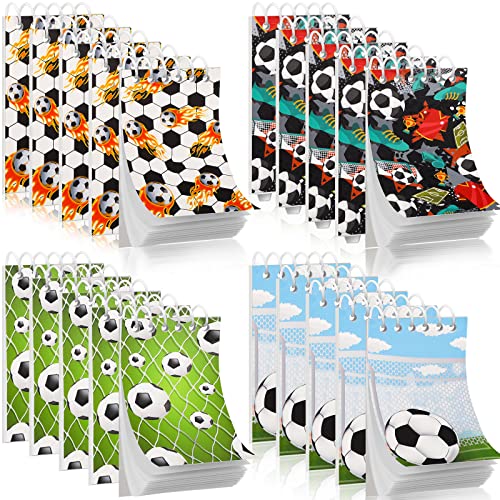 20 Pcs Sports Mini Notepads Sports Party Favors Soccer Notebook Spiral Journal Soccer Notepads Bulk for Teacher Classroom Reward Supply Sports Birthday Party Supplies for Teens Kids (Soccer Style)