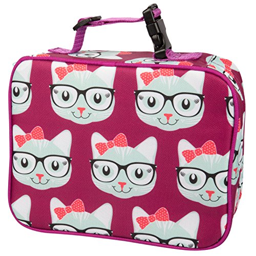 Bentology Lunch Box for Girls - Kids Insulated, Durable Lunchbox Tote Bag Fits Most Containers and Bottles, Back to School Lunch Sleeve Keeps Food Hotter or Colder Longer - Kitty