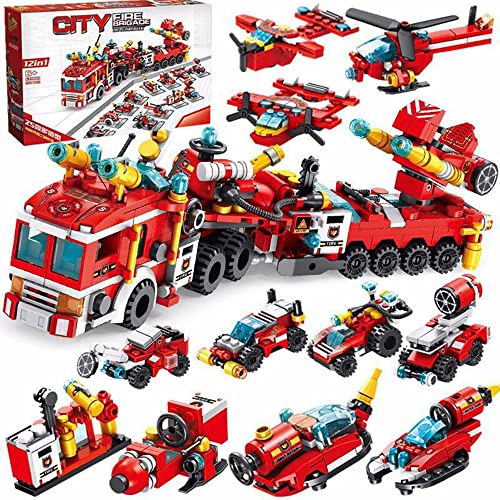 Building Block Toys for Kids - 25 in 1 Fire Truck Boat Helicopter Car Toy Building Blocks Model Kit Educational STEM Activities Gifts for Boys Girls Teen Age 6 7 8 9 10 11 12 Year Old 557PCS