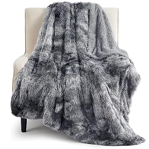Bedsure Ultra Soft Throw Blanket, Fluffy Blankets & Throws - Fuzzy Sherpa Faux Fur Blanket for Couch, Bed, Sofa, Cozy Plush Warm Thick Furry Shaggy Fleece Gift Blanket for Women, Men, 50x60, 640 GSM