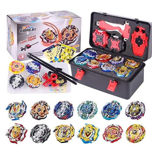 AIBREAY Bey Battling Top Burst Gyro Toy Set 12 Spinning Tops 3 Launchers 1 Grip Toy Blade Combat Battling Game with Portable Storage Box Gift for Kids Children Boy and Girl Ages 6+…