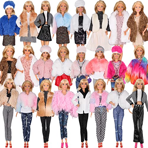 EuTengHao Doll Winter Coat Clothes Set for 11.5'' Girl Doll Include Winter Fashion Coat Jacket Tops Jeans T-Shirt Pants Skirt Dress Hat Suitable for 30cm Dolls for Girls Gift