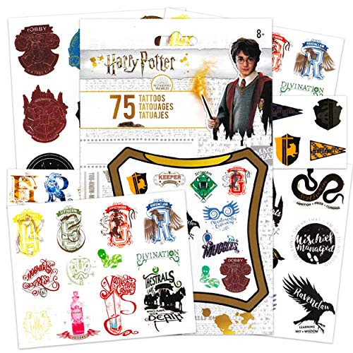 Harry Potter Tattoos for Kids Party Favors Bundle ~ 75 Ct Harry Potter Temporary Tattoos for Adults Teens (Harry Potter Costume Accessories)