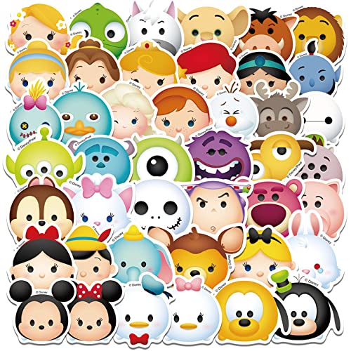 50 Pcs Hot Disney TUSM Cartoon Character Stickers Pack Cartoon Cute Waterproof Vinyl Sticker for Water Bottle Luggage Bike Car Decals Gift for Kids Teens Adults Stickers (DCC)