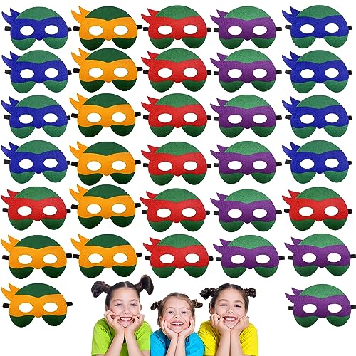 SSZS 32 Packs Turtles Mask Party Favors for Kids, Turtles Themed Game Video Birthday Party Supplies, Party Decoration Birthday Gift for Children Boys Girls