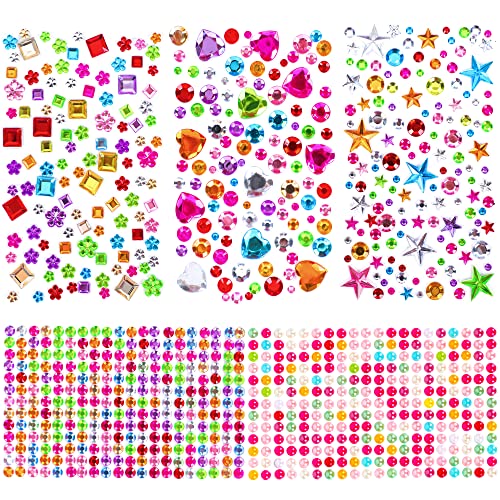880pcs Gem Stickers Rhinestones for Crafts - Self Adhesive Jewels Stickers, Acrylic Gems DIY Craft Decorative Diamond Stickers, Small Stickers for Kids