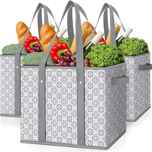 WISELIFE Reusable Grocery Bags [3 Pack],Large Grocery Tote Bag Water Resistant Shopping Bags Foldable Grocery Bag for Clothes,Shoes and Picnic
