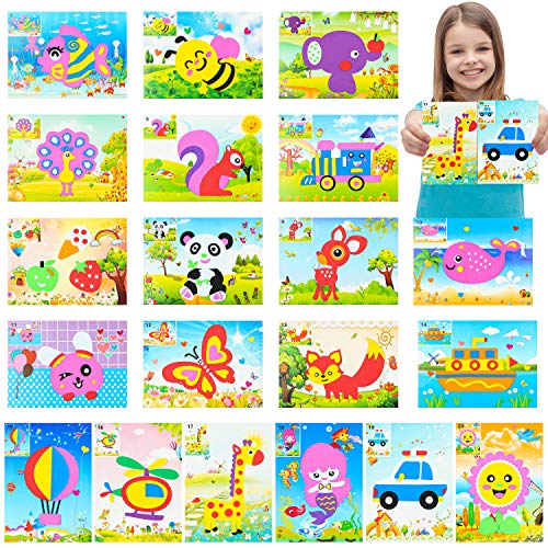 MALLMALL6 20Pcs Mosaic Sticker Art Kits for Kids Toddler Unisex