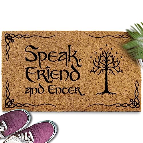 Speak Friend and Enter Doormat 30x17 Inch, The Lord of the Rings Merchandise Welcome Mat Funny, Speak Friend and Enter Welcome Mat, Lotr Gifts, Lord of the Rings Decor, Funny Lord of the Rings Doormat